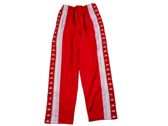 Vintage Kappa Pants Drawstring Kappa Track Pants Kappa Usa Red Tracksuit  Vintage Activewear Side Tape Big Logo Kappa Sports Size M 