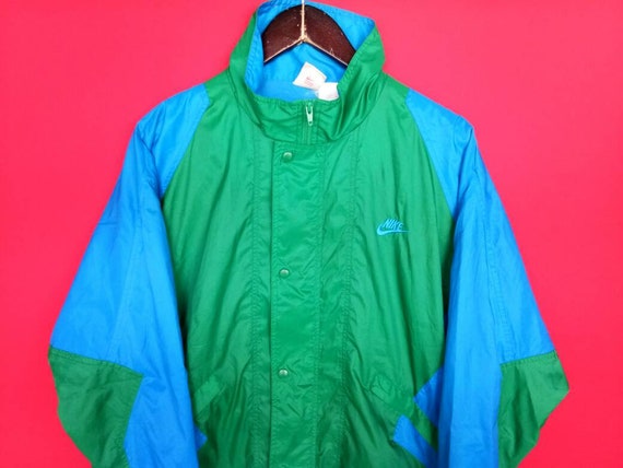 Vintage Nike Swoosh Windbreaker Green Jacket Medi… - image 4