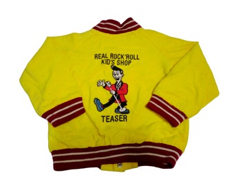 Vintage Kids Yellow Jacket Real Rock And Roll Kids Shop Teaser Zipper Kids Jacket Size S