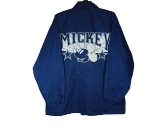 Vintage Mickey Mouse Windbreaker Jacket Large Button Down Disney Cartoon Network Mickey Mouse Jacket Rain Coat Windbreaker Size L Etsy