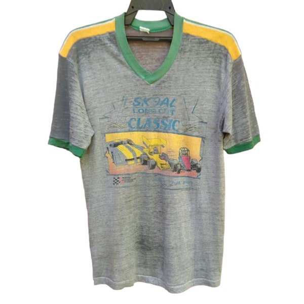 Vintage 80's Skoal Long Cut Classic Rayon Medium T Shirt Racing Car Championship Shirt Size M