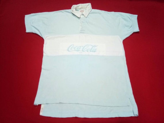 vintage coca cola rugby 90s large mens polo shirt