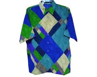 Vintage 90's Oxford Button Down Large Silk Multicolor Button Down Shirt Oxford Size L