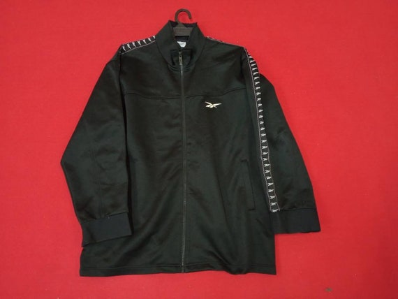 Reebok Sports Windbreaker Jacket Large Black Vint… - image 2