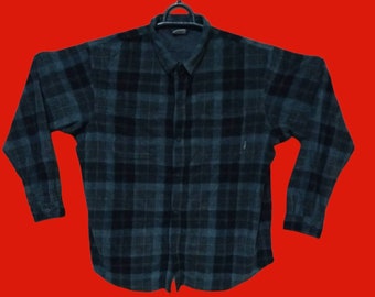 Vintage COLUMBIA Checkered Wool Flannel XLarge Plaid Checked Tartan 80s Flannel Grunge Boho Oxfords Buttondown Size XL