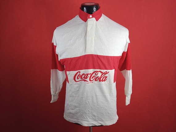 vintage coca cola polo rugby small mens shirt