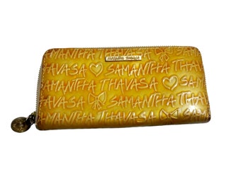 Vintage Samantha Thavasa Yellow Long Wallet Purse Overprint Samantha Thavasa Zipper Wallet Designer Thavasa