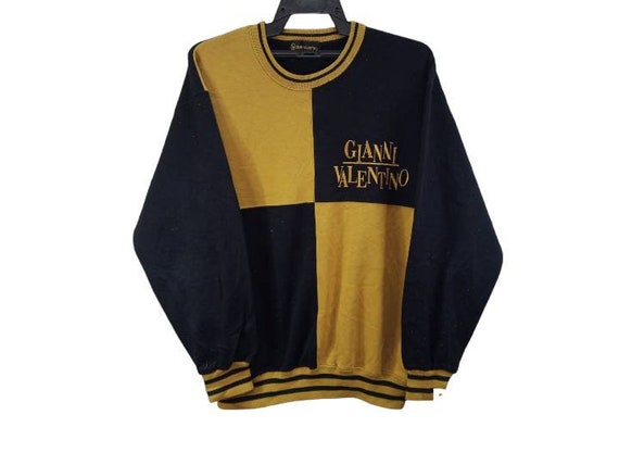 Vintage GIANNI VALENTINO Sweatshirt Large Gold Bl… - image 1