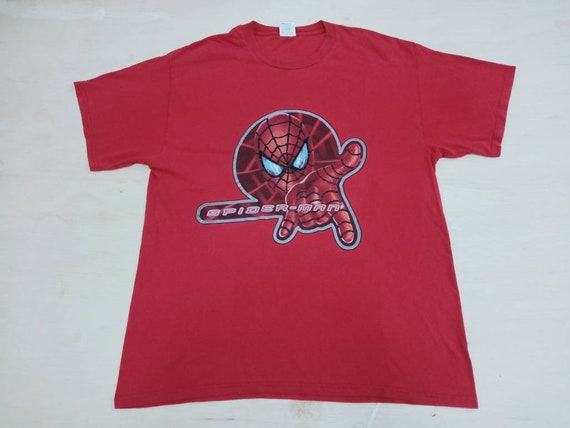 Vintage 90's Spiderman Marvel Movie Red Large T S… - image 2