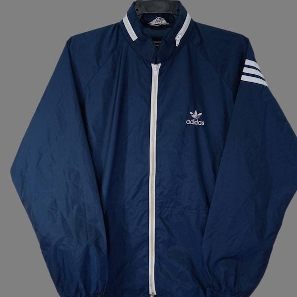 Vintage Adidas Windbreaker Jacket Large Adidas Track Top Activewear Adidas Zipper Windstopper Size L