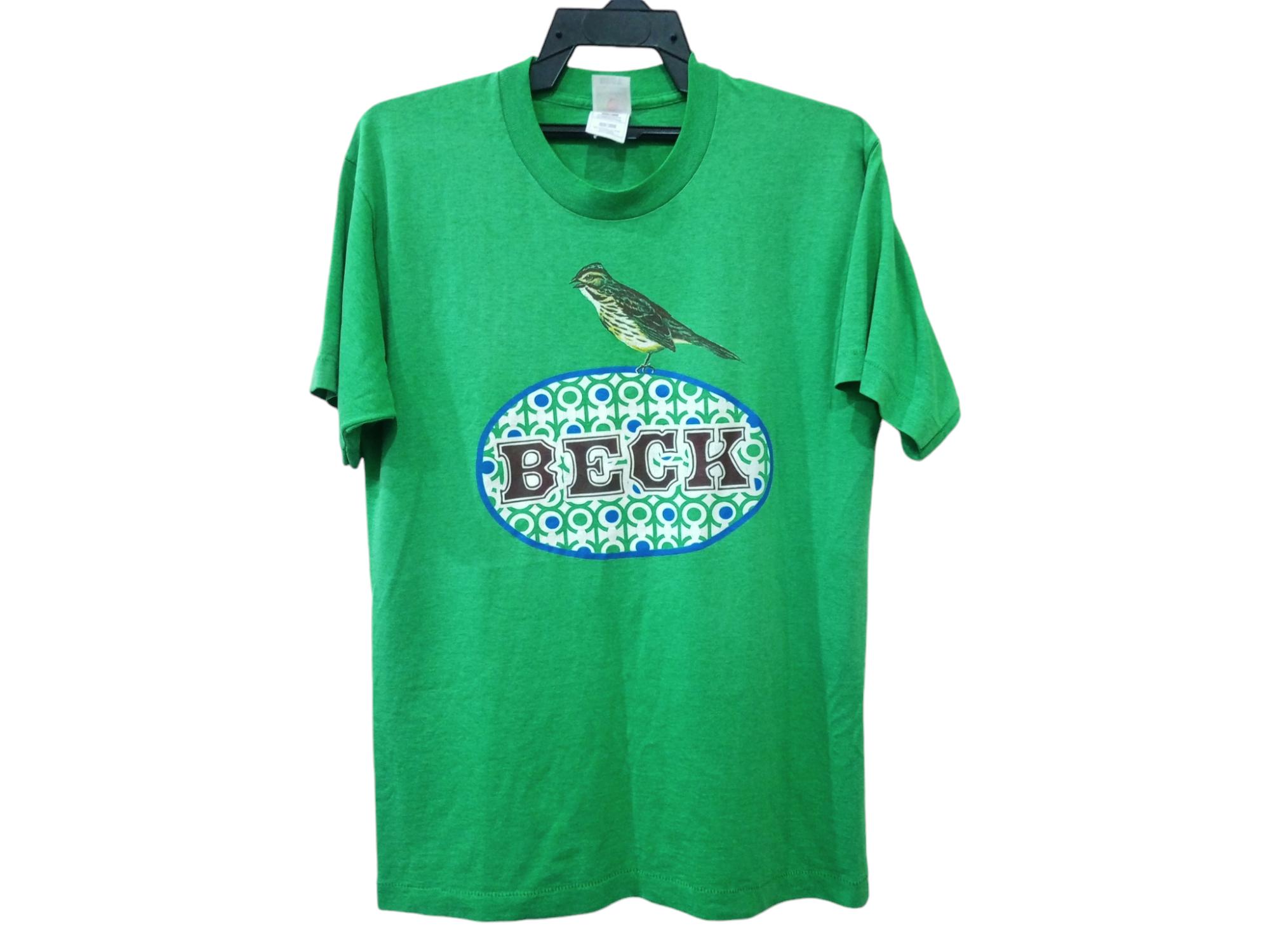 Vintage 90's Beck American Singer Songwriter Green Medium T