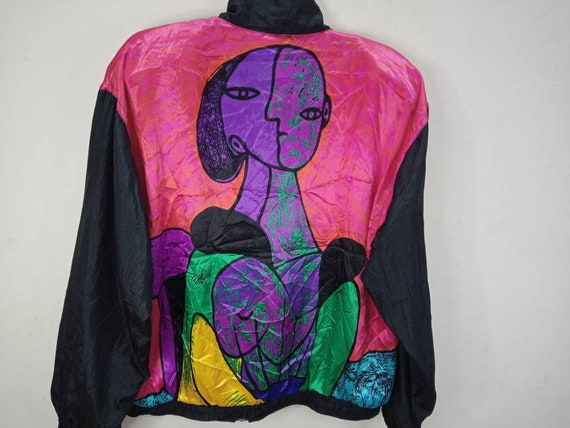 Foulard Vintage Pablo Picasso - Motif Cubiste Art à Porter - 34 X 35 Pouces - Multicolore