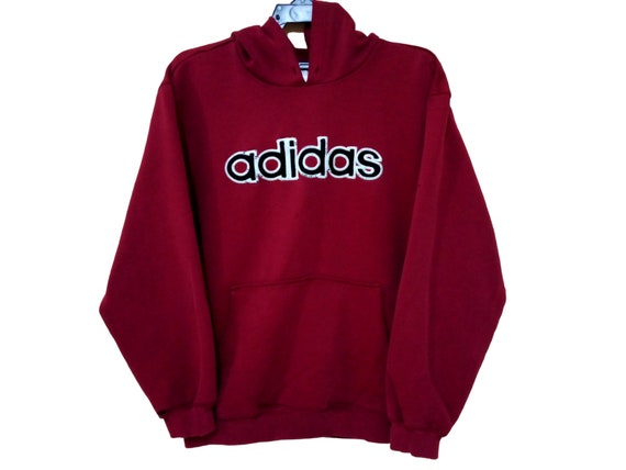 Vintage 90's Adidas Spell Out Embroided Maroon Me… - image 1