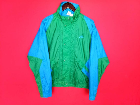 Vintage Nike Swoosh Windbreaker Green Jacket Medi… - image 2