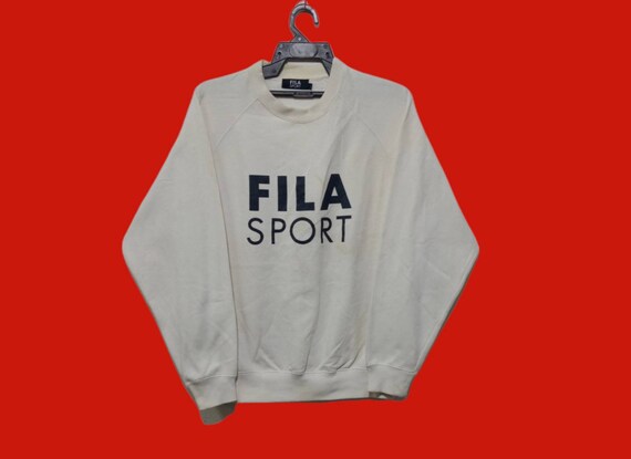 Vintage Fila Italia Sweater Large 1990s Fila Sportswear Pullover Fila Spell Out Jumper Fila White Sweatshirt Size L Etsy Ireland