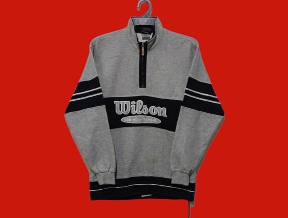Vintage 90's Wilson Sweatshirt Small Grey Half zi… - image 2