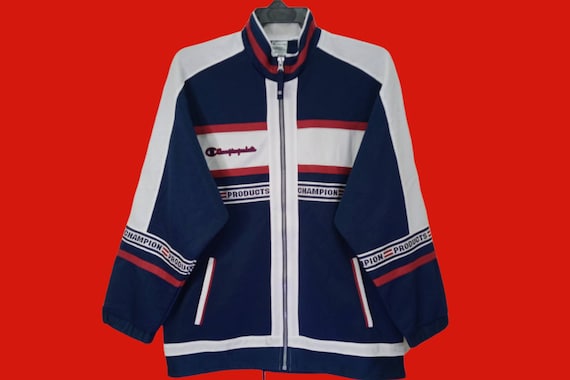 Vintage Champion Products Jacket Small Champion Apparel Track Top Sportswear Champion Hoodie Zipper Blue Red Light Jacket S Etsy