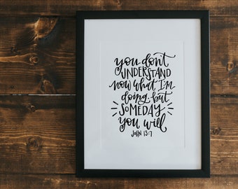 Digital Instant Download Art Print - John 13:7 Bible Verse