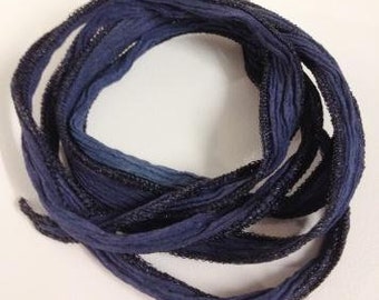 Silk Ribbon Blue & Black Lurex Hem