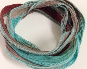 Silk ribbon blue & chocolate brown New!!!!