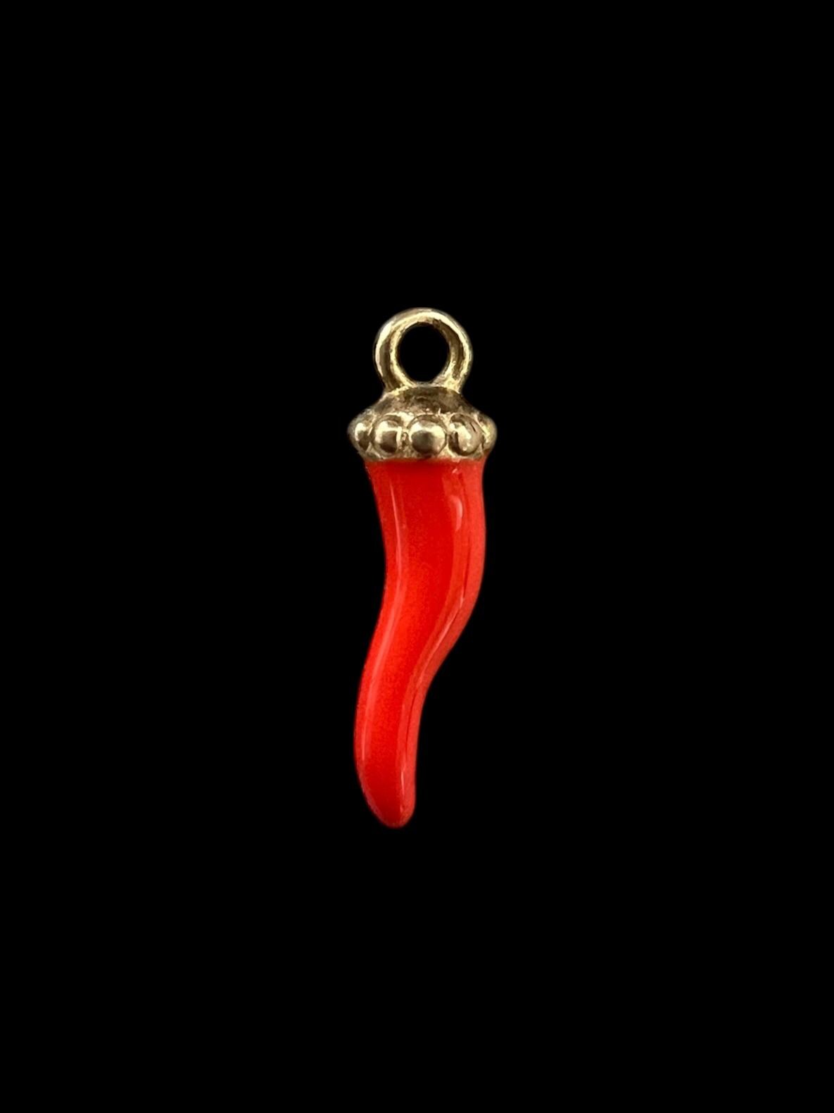 Pendentif Corne Italienne (Corno) Plaqué Or - Porte-bonheur Traditionnel, Cornicello, 2.4cm - Bijou Cadeau Chance