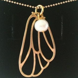 Necklace Silver Gold plated Wishbone & Engelskorall image 4