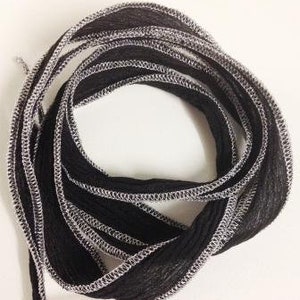 Silk ribbon black & silver lurex hem New image 1