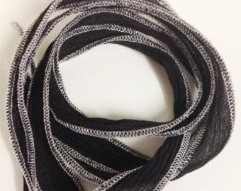 Seidenband Schwarz & Silber-Lurex Saum Neu!!!