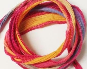 Silk Ribbon Pink-Orange-Cream-Blue