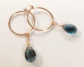 Creole silver rose gold & Blue Topaz