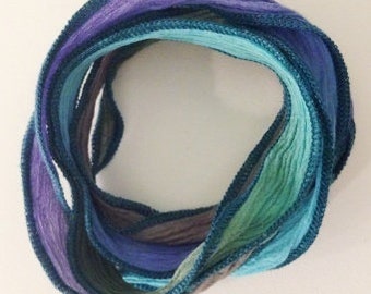 SILK RIBBON BLUE - turquoise - violet - taupe
