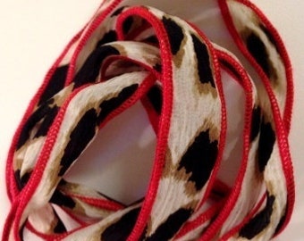Silk Ribbon Cheetah & Red New!!!!