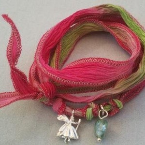 Silk ribbon terracotta purple green image 2