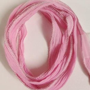 Silk Ribbon Pink & Silver Lurex Hem New image 2