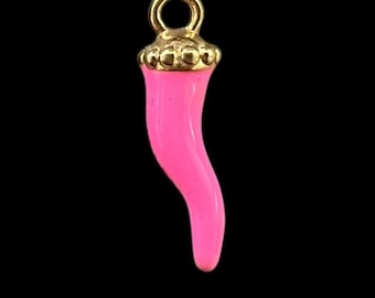 CHILI PORTAFORTUNA LUCK 925 silver pendant & enamel Corno - Cornicello neon pink
