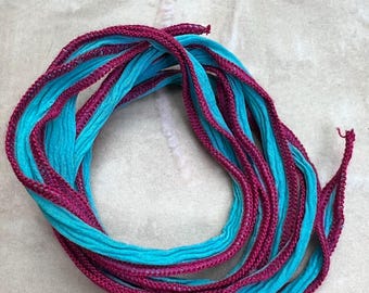 SILK RIBBON TURQUOISE & PINK