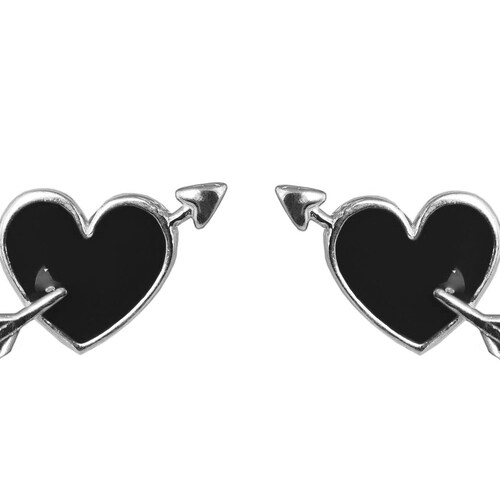 Heart & Arrow Earrings in Sterling Silver Heart Earrings Etsy
