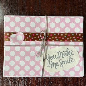 Handgefertigte up-cycled Karten "You Make Me Smile" (innen blanko)
