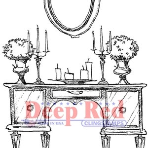 Deep Red Stamps Antique Dressing Table Rubber Cling Stamp 2 x 3 inches