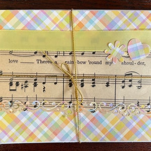 Handgefertigte up-cycled Noten karierte Karten (innen blanko)