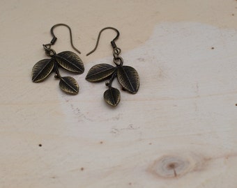 Earrings: Brass Leaves