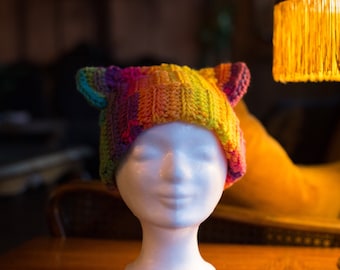 Mütze mit Katzenohren "Wild Rainbow"