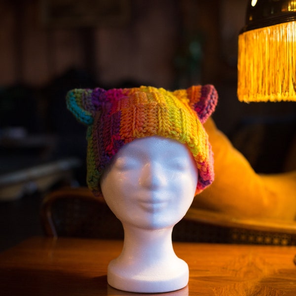 Bonnet avec oreilles de chat "Wild Rainbow"