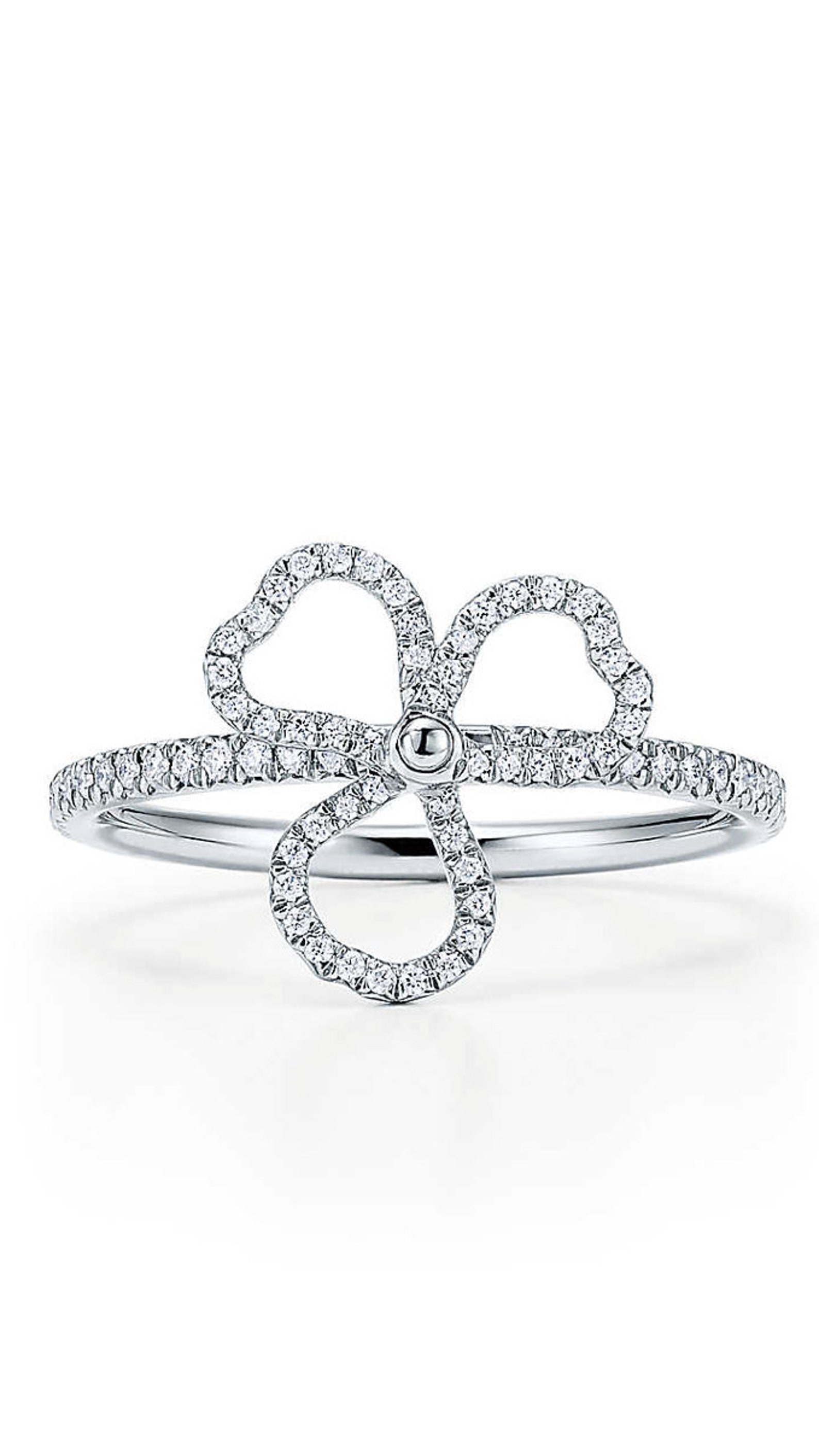 Diamond FLOWER Engagement Ring in 18K WHITE GOLD Wedding Ring Etsy