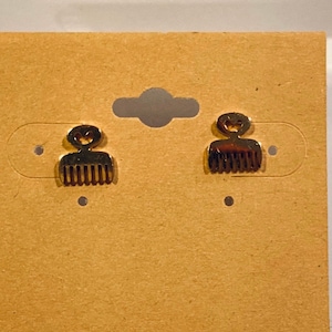 African Comb Earrings / Duafe Earrings / Adinkra Symbol - Afrocentric Jewelry, Gold Plated, Stainless Steel Stud Earrings