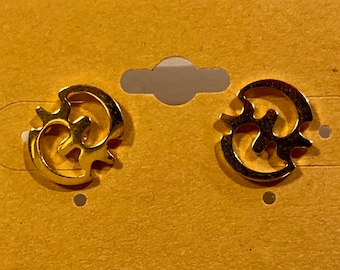 Gye Nyame Stud Earrings / Adinkra Symbol - Stainless Steel, Gold Plated