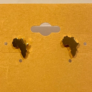 Afrika Karte Ohrstecker / Afrika Kontinent Ohrringe - Vergoldet, Afrikanisches Accessoire, Afrocentric - Für Männer oder Frauen