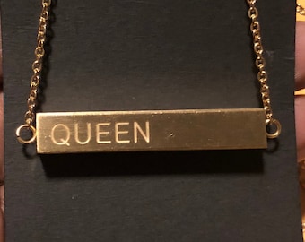 QUEEN necklace - 24k Gold Plated, Stainless Steel