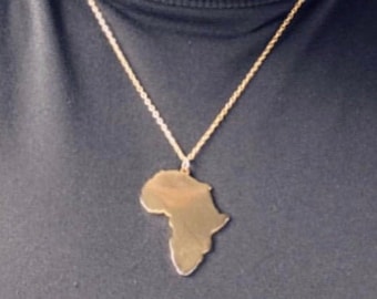 Africa Map Necklace / Africa Continent Necklace  - 24k  Gold Plated Pendent, African Accessory, Afrocentric - For Men or Women