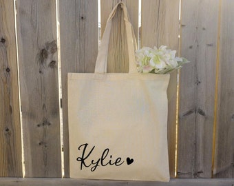 Name Tote Bag, Personalized Tote Bag, Gift for Bridesmaid, Bachelorette Party Gift, Bridal Party Gift, Bridesmaid Tote Bag, Christmas Gift